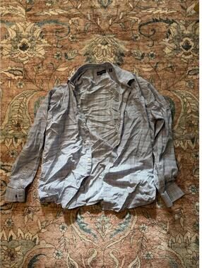 Men's Blue and Grey Shirt